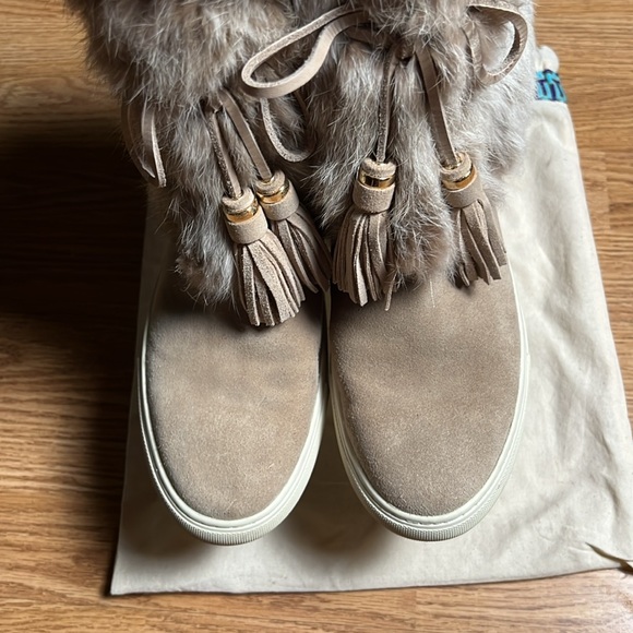 Tory Burch Angelica Real RabbitFur Tassel Boots Natural Size 10 $395 Retail A577 - Picture 4 of 7